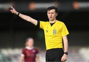 28 September 2024; Referee Ryan Maher during the SSE Airtricity Women's Premier Division match between Galway United and Shelbourne at Eamonn Deacy Park in Galway. Photo by Stephen McCarthy/Sportsfile