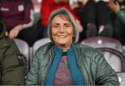 28 September 2024; Former Republic of Ireland international, and the first Republic of Ireland women's team captain, Nora McHugh during the SSE Airtricity Women's Premier Division match between Galway United and Shelbourne at Eamonn Deacy Park in Galway. Photo by Stephen McCarthy/Sportsfile