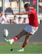 28 September 2024; Tony Butler of Munster kicks a conversion during the United Rugby Championship match between Zebre Parma and Munster at Stadio Sergio Lanfranchi in Parma, Italy. Photo by Roberto Bregani/Sportsfile