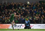 28 September 2024; Cathal Forde of Connacht kicks a conversion during the United Rugby Championship match between Connacht and Hollywoodbets Sharks at Dexcom Stadium in Galway. Photo by Tyler Miller/Sportsfile