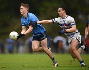 29 September 2024; Killian Kilkelly of Westport is tackled by Aidan Cunningham of Breaffy during the Mayo County Senior Club Football Championship quarter-final match between Breaffy and Westport at Breaffy in Mayo. Photo by Tom Beary/Sportsfile