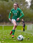 28 September 2024; Ella Kelly of Republic of Ireland during the women's U17 international friendly match between Republic of Ireland and Cymru at the AUL Complex in Clonsaugh, Dublin. Photo by Shauna Clinton/Sportsfile