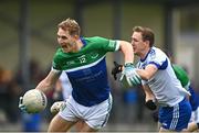 29 September 2024; Daniel Flynn of Johnstownbridge breaks clear from Brian Byrne of Naas during the Kildare County Senior Club Football Championship quarter-final match between Naas and Johnstownbridge at Manguard Park Hawkfield in Newbridge, Kildare. Photo by Tyler Miller/Sportsfile
