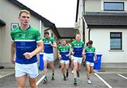 29 September 2024; Daniel Flynn of Johnstownbridge leads his side back onto the pitch for the second half during the Kildare County Senior Club Football Championship quarter-final match between Naas and Johnstownbridge at Manguard Park Hawkfield in Newbridge, Kildare. Photo by Tyler Miller/Sportsfile