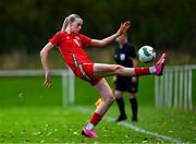 28 September 2024; Layla Drury of Cymru during the women's U17 international friendly match between Republic of Ireland and Cymru at the AUL Complex in Clonsaugh, Dublin. Photo by Shauna Clinton/Sportsfile