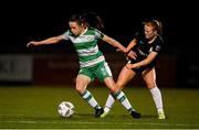 28 September 2024; Áine O'Gorman of Shamrock Rovers in action against Shauna Brennan of Athlone Town during the SSE Airtricity Women's Premier Division match between Athlone Town and Shamrock Rovers at Athlone Town Stadium in Westmeath. Photo by Stephen McCarthy/Sportsfile