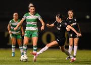 28 September 2024; Shauna Fox of Shamrock Rovers is tackled by Roisin Molloy of Athlone Town during the SSE Airtricity Women's Premier Division match between Athlone Town and Shamrock Rovers at Athlone Town Stadium in Westmeath. Photo by Stephen McCarthy/Sportsfile