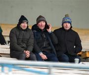 29 September 2024; Tipperary senior hurling manager Liam Cahill, right, with selector TJ Ryan centre, and coach Michael Bevans, during the Tipperary County Senior Club Hurling Championship semi-final match between Loughmore Castleiney and Thurles Sarsfields at FBD Semple Stadium in Thurles, Tipperary. Photo by Michael P Ryan/Sportsfile