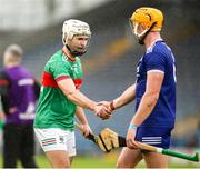 29 September 2024; Ed Connolly of Loughmore-Castleiney shakes hands with Ronan Maher of Thurles Sarsfields after the Tipperary County Senior Club Hurling Championship semi-final match between Loughmore Castleiney and Thurles Sarsfields at FBD Semple Stadium in Thurles, Tipperary. Photo by Michael P Ryan/Sportsfile