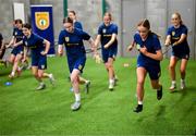 29 September 2024; Practical demonstrations with Republic of Ireland women's team performance coach Ivi Casagrande during the launch of the In Her Boots programme at the Aviva Stadium in Dublin. In Her Boots programme is an education and awareness-based programme aimed at the football volunteer workforce across Ireland working with female players (9-16years). The programme will focus on topics that are vital for the participation and retention of young female players in football across Ireland. This new approach to female player development, celebrates and informs all levels of your club on a national scale. Photo by Stephen McCarthy/Sportsfile