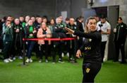 29 September 2024; Practical demonstrations with Republic of Ireland women's team performance coach Ivi Casagrande during the launch of the In Her Boots programme at the Aviva Stadium in Dublin. In Her Boots programme is an education and awareness-based programme aimed at the football volunteer workforce across Ireland working with female players (9-16years). The programme will focus on topics that are vital for the participation and retention of young female players in football across Ireland. This new approach to female player development, celebrates and informs all levels of your club on a national scale. Photo by Stephen McCarthy/Sportsfile
