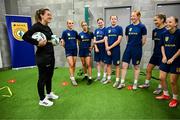 29 September 2024; Practical demonstrations with Republic of Ireland women's team performance coach Ivi Casagrande during the launch of the In Her Boots programme at the Aviva Stadium in Dublin. In Her Boots programme is an education and awareness-based programme aimed at the football volunteer workforce across Ireland working with female players (9-16years). The programme will focus on topics that are vital for the participation and retention of young female players in football across Ireland. This new approach to female player development, celebrates and informs all levels of your club on a national scale. Photo by Stephen McCarthy/Sportsfile