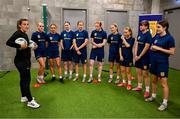 29 September 2024; Practical demonstrations with Republic of Ireland women's team performance coach Ivi Casagrande during the launch of the In Her Boots programme at the Aviva Stadium in Dublin. In Her Boots programme is an education and awareness-based programme aimed at the football volunteer workforce across Ireland working with female players (9-16years). The programme will focus on topics that are vital for the participation and retention of young female players in football across Ireland. This new approach to female player development, celebrates and informs all levels of your club on a national scale. Photo by Stephen McCarthy/Sportsfile