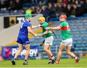 29 September 2024; Liam McGrath of Loughmore-Castleiney tussles with Stephen Maher of Thurles Sarsfields during the Tipperary County Senior Club Hurling Championship semi-final match between Loughmore Castleiney and Thurles Sarsfields at FBD Semple Stadium in Thurles, Tipperary. Photo by Michael P Ryan/Sportsfile
