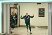 18 September 2024; Siobhan Kennedy on arrival at Dublin Airport during the Men's and Women's Republic of Ireland Homeless teams' return from the 2024 Homeless World Cup in South Korea, where the Women's Team won the Trophy Stage and the Men's Team finished 8th. Photo by David Fitzgerald/Sportsfile