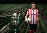 30 September 2024; Derry City's Daniel Kelly poses for a portrait during the Sports Direct Men's FAI Cup semi-finals media day at the Aviva Stadium in Dublin. Photo by Stephen McCarthy/Sportsfile