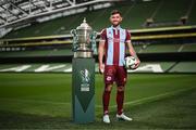 30 September 2024; Drogheda United's Luke Heeney poses for a portrait during the Sports Direct Men's FAI Cup semi-finals media day at the Aviva Stadium in Dublin. Photo by Stephen McCarthy/Sportsfile