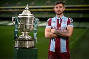 30 September 2024; Drogheda United's Luke Heeney poses for a portrait during the Sports Direct Men's FAI Cup semi-finals media day at the Aviva Stadium in Dublin. Photo by Stephen McCarthy/Sportsfile