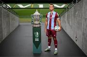 30 September 2024; Drogheda United's Douglas James Taylor poses for a portrait during the Sports Direct Men's FAI Cup semi-finals media day at the Aviva Stadium in Dublin. Photo by Stephen McCarthy/Sportsfile