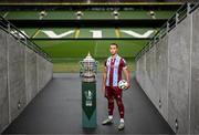 30 September 2024; Drogheda United's Douglas James Taylor poses for a portrait during the Sports Direct Men's FAI Cup semi-finals media day at the Aviva Stadium in Dublin. Photo by Stephen McCarthy/Sportsfile