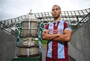30 September 2024; Drogheda United's Douglas James Taylor poses for a portrait during the Sports Direct Men's FAI Cup semi-finals media day at the Aviva Stadium in Dublin. Photo by Stephen McCarthy/Sportsfile