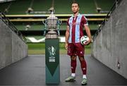 30 September 2024; Drogheda United's Douglas James Taylor poses for a portrait during the Sports Direct Men's FAI Cup semi-finals media day at the Aviva Stadium in Dublin. Photo by Stephen McCarthy/Sportsfile