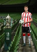 30 September 2024; Derry City's Daniel Kelly poses for a portrait during the Sports Direct Men's FAI Cup semi-finals media day at the Aviva Stadium in Dublin. Photo by Stephen McCarthy/Sportsfile