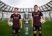 30 September 2024; Bohemians' Alex Grieve, left, and Leigh Kavanagh pose for a portrait during the Sports Direct Men's FAI Cup semi-finals media day at the Aviva Stadium in Dublin. Photo by Stephen McCarthy/Sportsfile
