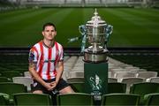 30 September 2024; Derry City's Ciaran Coll poses for a portrait during the Sports Direct Men's FAI Cup semi-finals media day at the Aviva Stadium in Dublin. Photo by Stephen McCarthy/Sportsfile