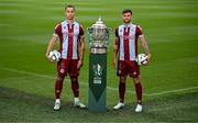 30 September 2024; Drogheda United's Douglas James Taylor, left, and Luke Heeney pose for a portrait during the Sports Direct Men's FAI Cup semi-finals media day at the Aviva Stadium in Dublin. Photo by Stephen McCarthy/Sportsfile