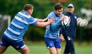 30 September 2024; Luke McGrath, right, and Tadhg Furlong during Leinster rugby training at UCD in Dublin. Photo by Brendan Moran/Sportsfile