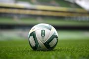 30 September 2024; A general view of the Sports Direct Men's FAI Cup match ball during the Sports Direct Men's FAI Cup semi-finals media day at the Aviva Stadium in Dublin. Photo by Stephen McCarthy/Sportsfile