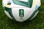 30 September 2024; A detailed view of the Sports Direct Men's FAI Cup match ball during the Sports Direct Men's FAI Cup semi-finals media day at the Aviva Stadium in Dublin. Photo by Stephen McCarthy/Sportsfile