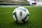 30 September 2024; A general view of the Sports Direct Men's FAI Cup match ball during the Sports Direct Men's FAI Cup semi-finals media day at the Aviva Stadium in Dublin. Photo by Stephen McCarthy/Sportsfile