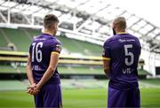 30 September 2024; Wexford's Lewis Temple, left, and Ethan Boyle during the Sports Direct Men's FAI Cup semi-finals media day at the Aviva Stadium in Dublin. Photo by Stephen McCarthy/Sportsfile