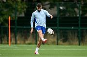 30 September 2024; Ross Byrne during Leinster rugby training at UCD in Dublin. Photo by Brendan Moran/Sportsfile