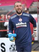 30 September 2024; Shelbourne goalkeeper Conor Kearns makes his way out onto the pitch before the SSE Airtricity Men's Premier Division match between Shelbourne and St Patrick's Athletic at Tolka Park in Dublin. Photo by Stephen McCarthy/Sportsfile