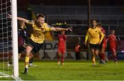 30 September 2024; Brandon Kavanagh of St Patrick's Athletic celebrates after scoring his side's second goal during the SSE Airtricity Men's Premier Division match between Shelbourne and St Patrick's Athletic at Tolka Park in Dublin. Photo by Stephen McCarthy/Sportsfile