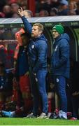 30 September 2024; Shelbourne manager Damien Duff and assistant manager Joey O'Brien, right, during the SSE Airtricity Men's Premier Division match between Shelbourne and St Patrick's Athletic at Tolka Park in Dublin. Photo by Stephen McCarthy/Sportsfile