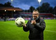 30 September 2024; FAI director of media and football relations Cathal Dervan during the SSE Airtricity Men's Premier Division match between Shelbourne and St Patrick's Athletic at Tolka Park in Dublin. Photo by Stephen McCarthy/Sportsfile