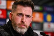 2 October 2024; Manager Stephen Bradley speaks to the media during a Shamrock Rovers press conference at Tallaght Stadium in Dublin Photo by Ben McShane/Sportsfile