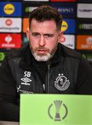 2 October 2024; Manager Stephen Bradley speaks to the media during a Shamrock Rovers press conference at Tallaght Stadium in Dublin Photo by Ben McShane/Sportsfile