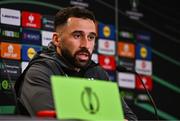 2 October 2024; Roberto Lopes speaks to the media during a Shamrock Rovers press conference at Tallaght Stadium in Dublin Photo by Ben McShane/Sportsfile