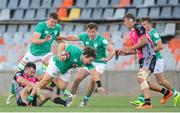 2 October 2024; Alex Usanov of Ireland, supported by teammates Evan O'Connell and Gus McCarthy, in action against Pumas during the Toyota Challenge Match match between Pumas and Emerging Ireland at Toyota Stadium in Bloemfontein, South Africa. Photo by Charle Lombard/Sportsfile