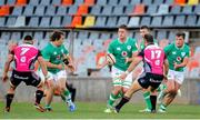 2 October 2024; Evan O'Connell of Ireland passes to teammate Alex Usanov during the Toyota Challenge Match match between Pumas and Emerging Ireland at Toyota Stadium in Bloemfontein, South Africa. Photo by Charle Lombard/Sportsfile