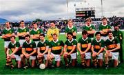 6 July 1986; The Kerry team, back, from left, Jack O'Shea, Tom Spillane, Mikey Sheehy, Charlie Nelligan, Ger Lynch, Pat Spillane, Sean Walsh and bagman Leo Griffin, with, front, from left, John Kennedy, Eoin Liston, Tommy Doyle, Paidí Ó Sé, Tommy O'Dowd, Ambrose O'Donovan, Ger Power and Mick Spillane before the Munster Senior Football Championship Final match between Kerry and Cork at Fitzgerald Stadium in Killarney, Kerry. Photo by Ray McManus/Sportsfile