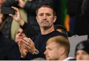 3 October 2024; Former Republic of Ireland international Robbie Keane in attendance before the UEFA Conference League 2024/25 league phase match between Shamrock Rovers and APOEL at Tallaght Stadium in Dublin. Photo by Stephen McCarthy/Sportsfile