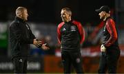 4 October 2024; Bohemians manager Alan Reynolds, left, Bohemians first team coach Derek Pender, centre, and Bohemians assistant manager Stephen O'Donnell before the Sports Direct Men’s FAI Cup semi-final match between Bohemians and Derry City at Dalymount Park in Dublin. Photo by Ben McShane/Sportsfile