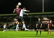 4 October 2024; Jimmy Keohane of Galway United in action against Paul Doyle of Dundalk during the SSE Airtricity Men's Premier Division match between Galway United and Dundalk at Eamonn Deacy Park in Galway. Photo by Piaras Ó Mídheach/Sportsfile