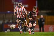 4 October 2024; Paddy Kirk of Bohemians in action against Michael Duffy of Derry City during the Sports Direct Men’s FAI Cup semi-final match between Bohemians and Derry City at Dalymount Park in Dublin. Photo by Ben McShane/Sportsfile